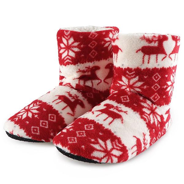 

boots flock winter women boot plush warm cotton home christmas elk indoor female shoes ladies woman floor footwear, Black
