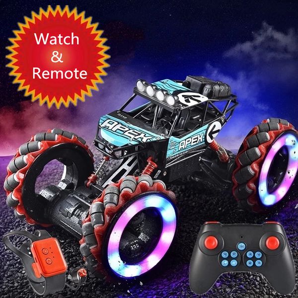 

high speed 4wd 2.4ghz remote control rc racing car drift vehical gesture control truck with colorful lights effect toy kid gifts