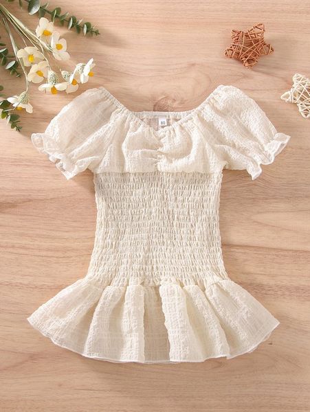 

baby ruched shirred puff sleeve ruffle hem dress she, Red;yellow