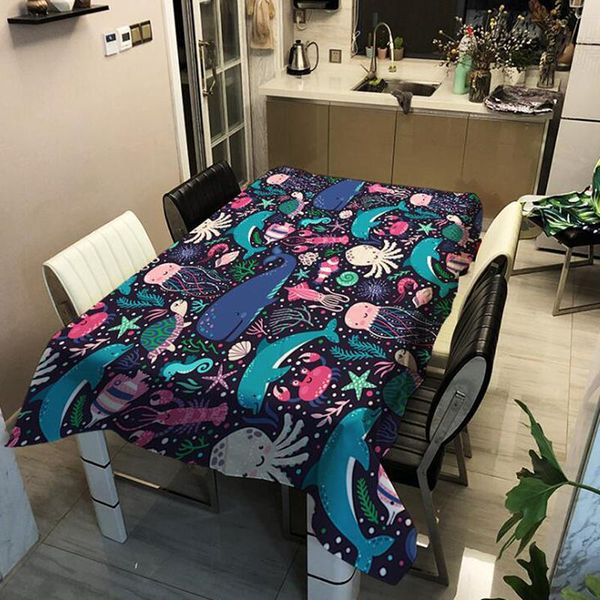 

marine life tablecloth creative colorful pattern polyester comfortable waterproof table cloth cover for home decor