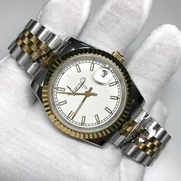 

36mm&40mm white dial watch glide smooth second hand gold&silver mechanical watches date-just wristwatches, Slivery;brown
