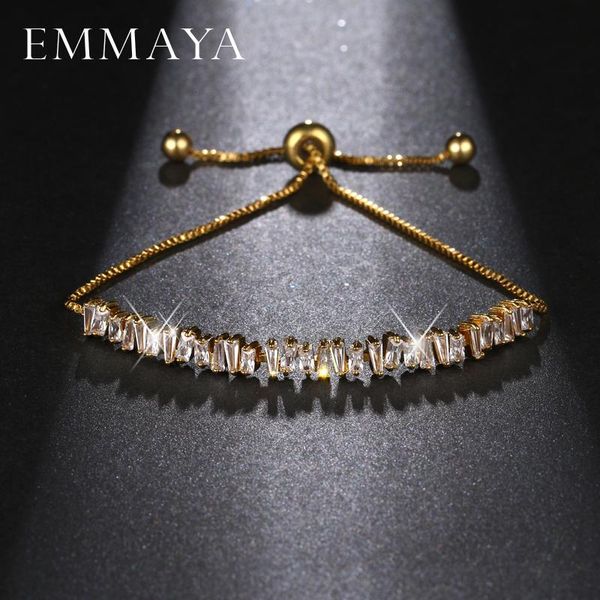 

emmaya fashion new gold color chain link bracelets & bangles for women cubic zirconia crystal wedding jewelry brithday gifts, Black