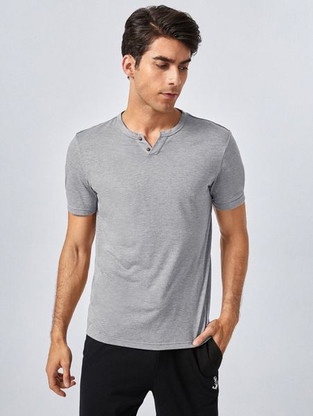 

men buttoned notch neck solid s7mr#, White;black