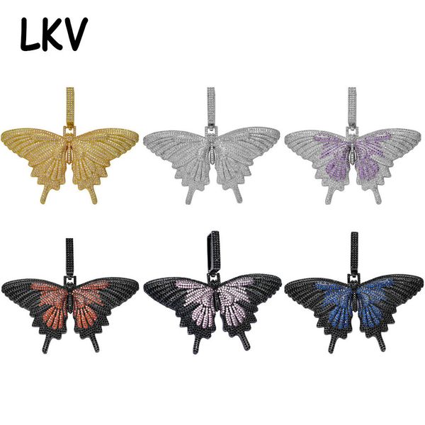 

large butterfly necklace pendant fashion versatile clavicle chain micro inlaid color zircon, Silver