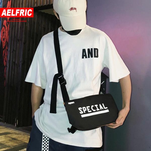 

hip hop small satchel casual messenger bags japanese style fashion cargo streetwear retro canvas postman chest bag waist