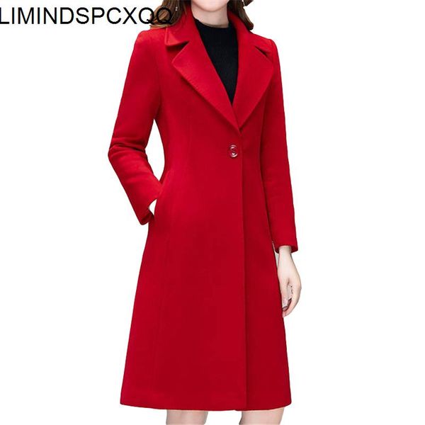 

women's wool & blends veste femme longue winter elegant ladies coat woolen korean style slim cotton fashion was thin lining lapel cloth, Black