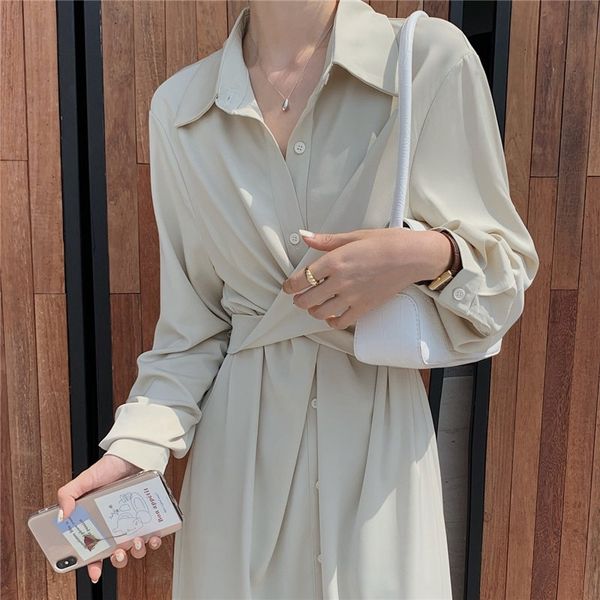 

casual dresses femme chic gentle summer comfortable ol fashion high waist streetwear loose all match long vestidos bxen, Black;gray