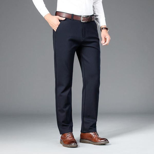 

men's pants business gentleman slim straight casual autumn and winter brand clothing luxury high-quality men's trousers, Black