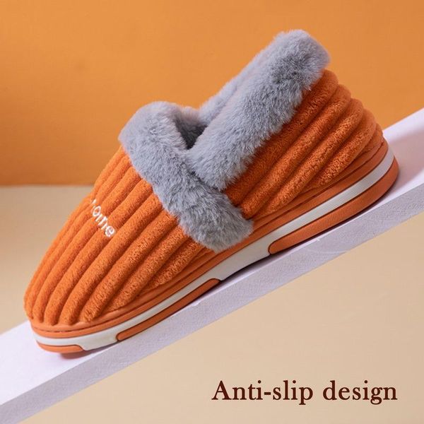 

slippers home cotton 2021 autumn and winter korean version of the net red flat bottom casual hairy house warm women, Black
