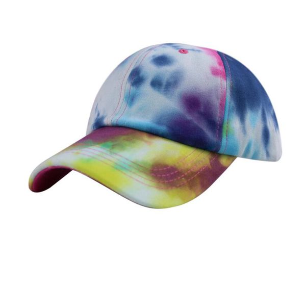 

korea style printed women's baseball caps fashionable four season rain bow tie-dye adjustable cotton couple hats black, Blue;gray