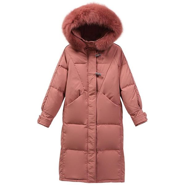 

women's down & parkas women winter jackets 2021 coat long large fur collar thickening warm lambswool parka female outerwea, Black