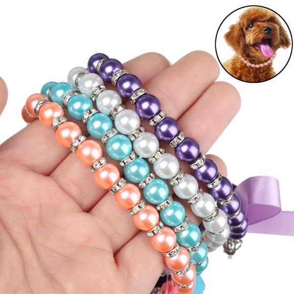 

cat collars & leads home jewelry neck chain for small dogs large dog cats puppy 2021 pearl rhinestone necklace pet collar accessories