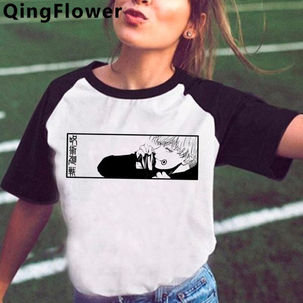 

women's t-shirt jujutsu kaisen gojo satoru yuji itadori t shirt women aesthetic harajuku couple plus size, White