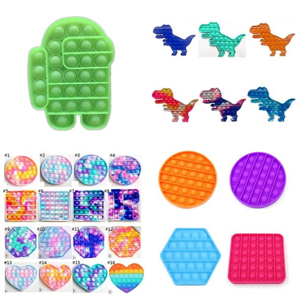 

finger toy push bubble board game sensory simple stress reliever puzzle silicone toys rainbow tie-dye color h32rh11