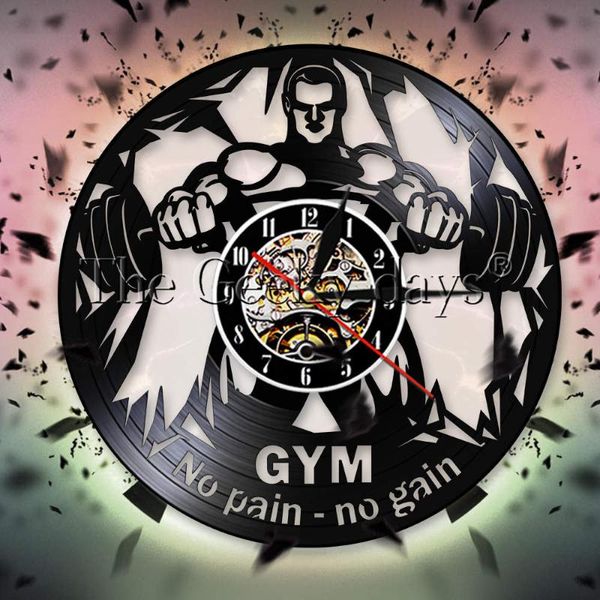 

wall clocks gym time clock no pain gain record bodaybuilding fitness decor weightlifting watch sport coach gift
