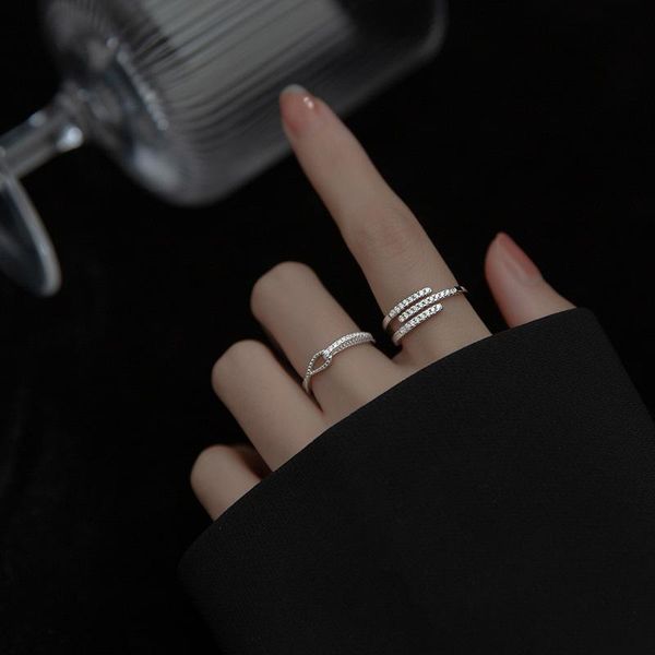 

cluster rings enosola for women exquisite crystal cz fashion ring light luxury resizeable jewelry accessores, Golden;silver