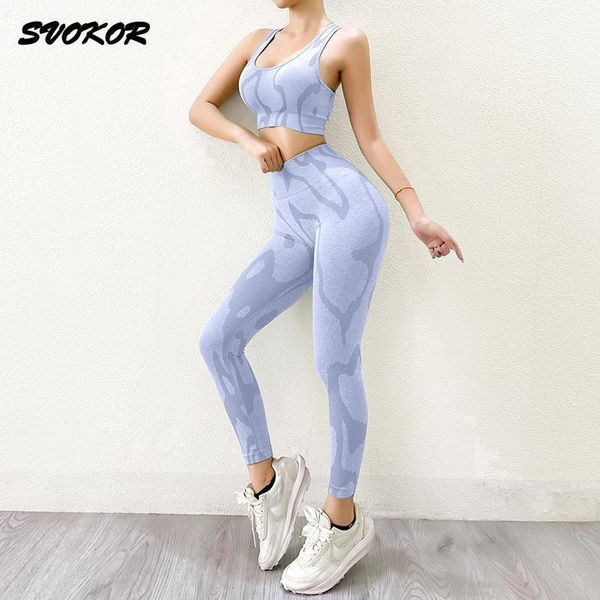 

yoga outfit svokor women gym sets fitness sport set workout push up suit hollow printing clothing shockproof sports bra
