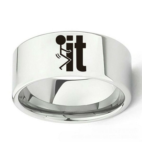 

10mm men's rings fk it funny humor joke stainless steel band size 6-13, Silver