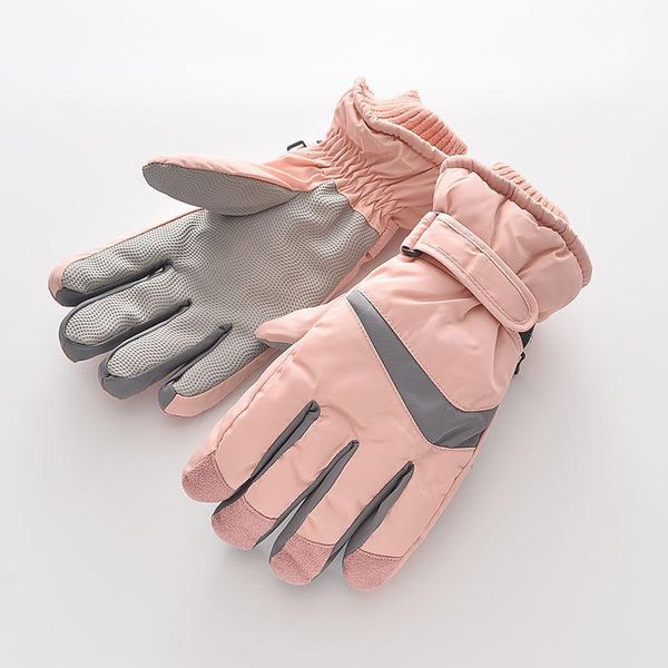 

waterproof ski gloves female winter korean style warm and cute cycling student autumn five fingers, Blue;gray