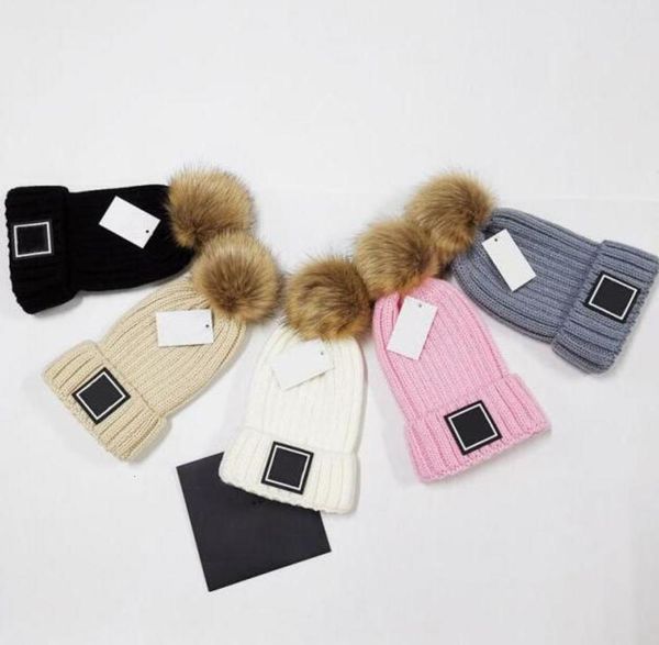 

beanie wholesale caps hats women bonnet thicken beanies with real raccoon fur pompoms warm girl cap snapback pompon, Blue;gray