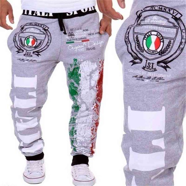 

pant fashion slacks european men's italian flag printed sports, Black