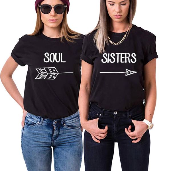 

women's t-shirt female black white cotton t shirt girls friends soul sister shirts ie tshirt woman chic letter