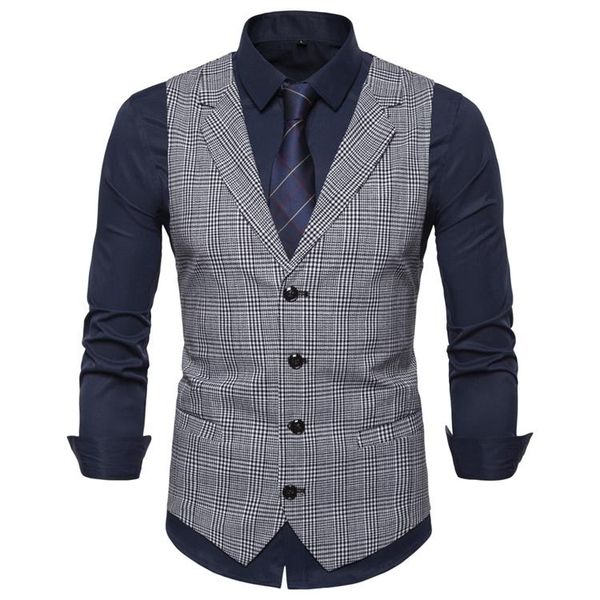 

men's vests chaleco de traje a la moda para hombre, ajustado, cuadros, ajustados, negocios, trajes ocio estilo inglÃ©, Black;white