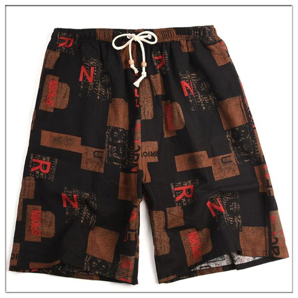 

2021 basketball shorts summer style cotton and linen printed big pants beach men's loose sport aaa333, Black