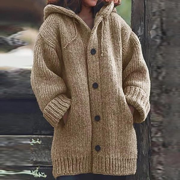 

women thick coat warm sweaters knit outerwear autumn winter long hooded cardigan lady clothing, White;black