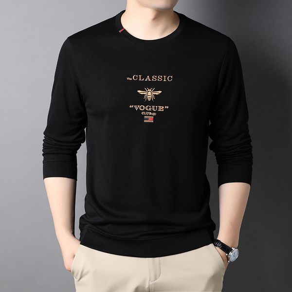 

spring and autumn casual sweater long sleeve youth korean fashion round neck sports t-shirt men's wear, Black