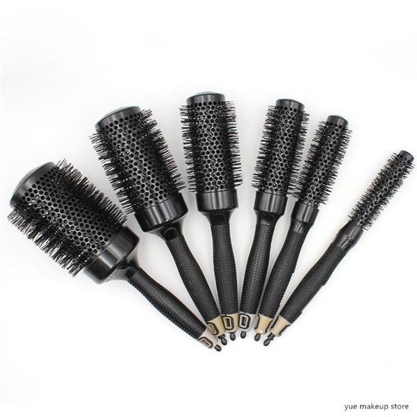

sizes professional black round hair comb hairdressing curling brushes ceramic iron barrel salon styling tool 20, Silver