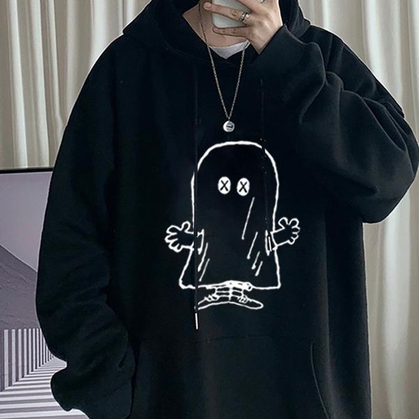 

women's hoodies & sweatshirts japanese funny men's hoodie loose harajuku kpop personality all-match sweatshirt kawaii male/female, Black