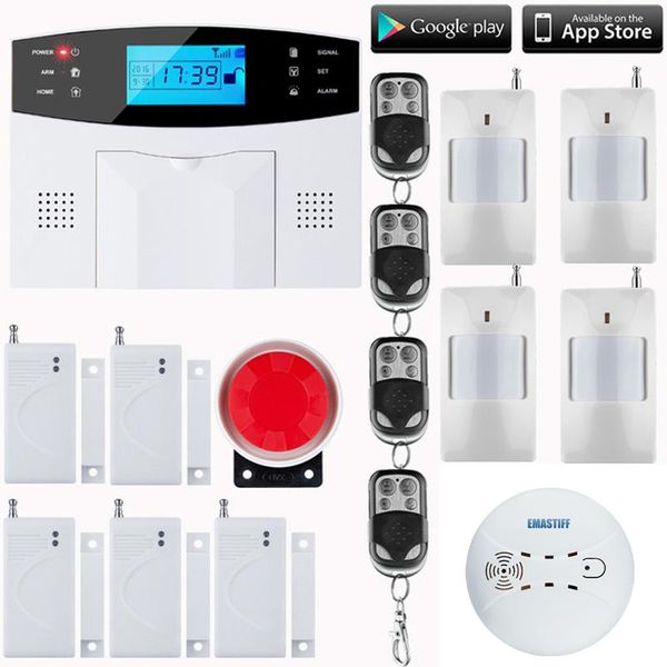 

alarm systems lcd keyboard ru/sp/eg voice wireless sms home gsm system house intelligent auto burglar door security