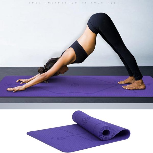 

fitness mats widened 80cm yoga mat for sport exercise pilates non-slip with posture line meditation 183cm long 6mm thick