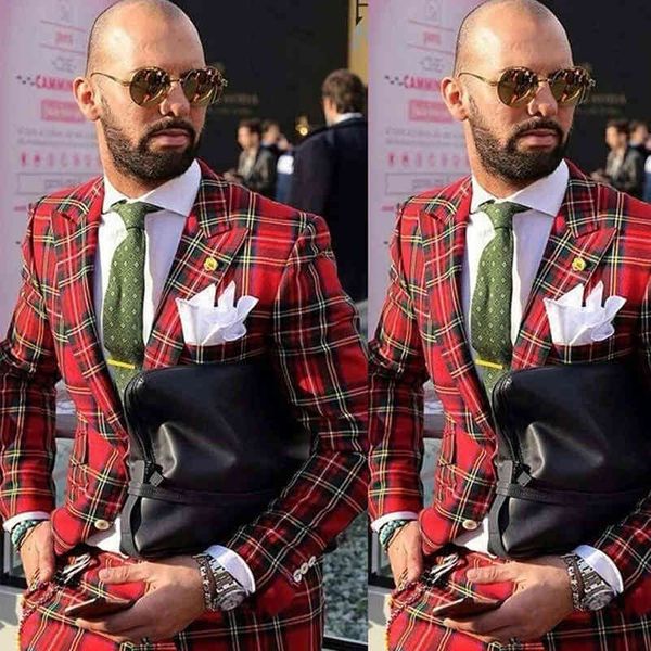 

men's suits & blazers 2 pieces business wedding mens scottish style slim fit groom tuxedo malefashion jacket with pants arrival office, White;black