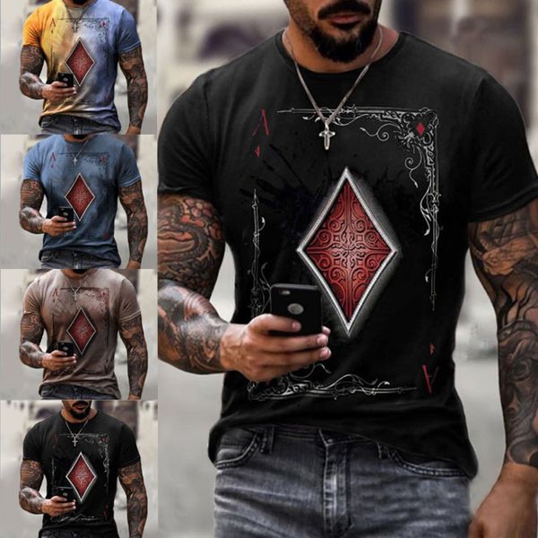 

men's t shirt 2021 fashion playing card prining, White;black