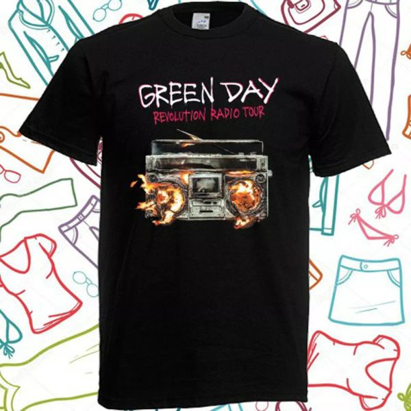 

green day revolution radio tour men's black t-shirt size s to 3xl, White;black