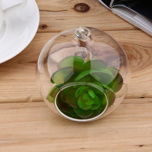 

interior decorations 8cm terrarium glass round 1 hole flower stand pot plant waterdrop hanging hydroponics for car home office wedding decor