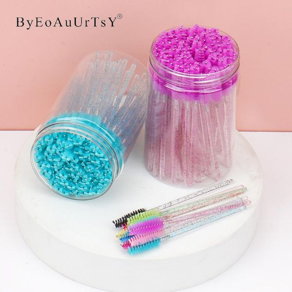 

makeup brushes 100 pcs/barreled disposable eyelash for eyebrows and eyelashes crystal brush diamond handle mascara wands