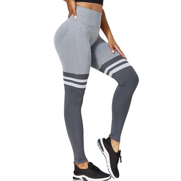 

yoga outfit fashion striped splicing woman seamless legging pants sports high waist workout leggings for fittness