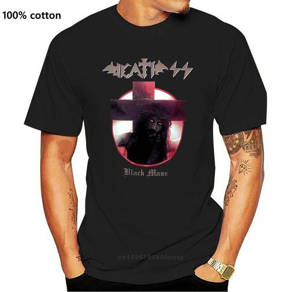 

men's t-shirts death ss black mass 1989 jesus cover t-shirt, White;black