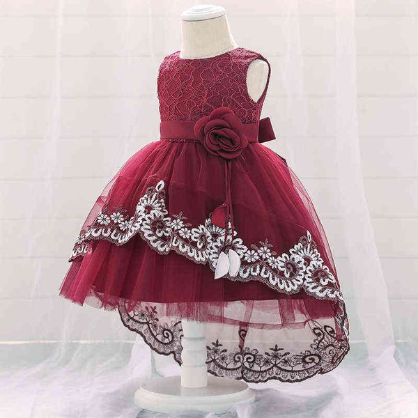 2021 Winter Baby Mädchen Kleid Taufe Kind Kleid Für Mädchen Kleidung Blume Hinter Prinzessin Kleider 1st Geburtstage Kleid 3-24 monat G1129