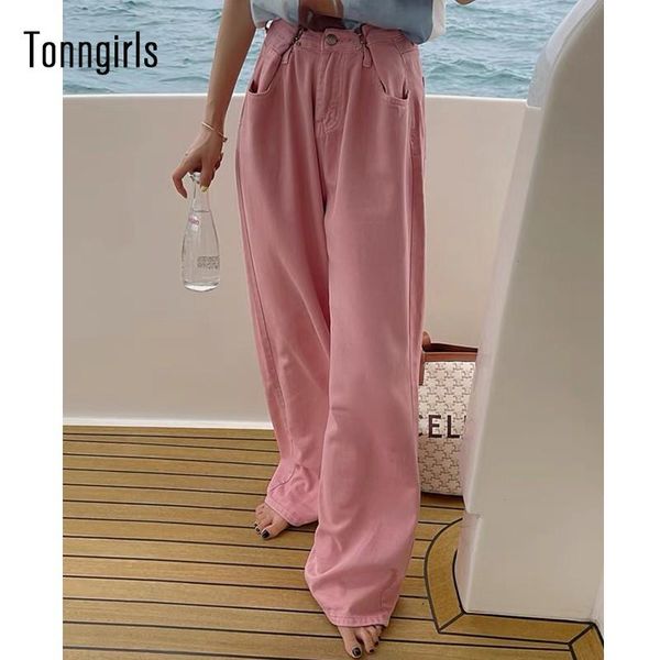 

women's jeans tonngirls 2021 woman high waist denim pants overlength straight trouser female streetwear korean fashion y2k vintage, Blue