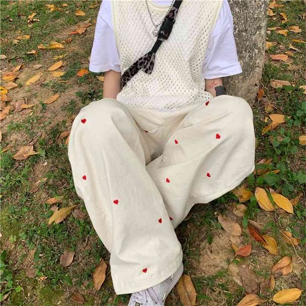 

white pants woman high love waist harajuku sashes pockets office ladies fashion middle aged streetwear women 210925, Black;white