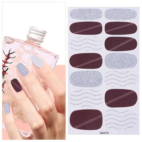 

nail art kits sticker women pure color glitter girls nails self-adhesive decal tattoos full stickers manicure diy tools 210