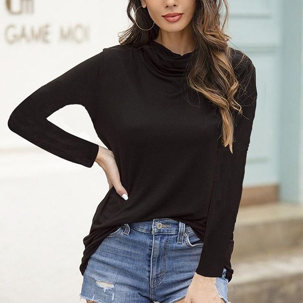 

women's t-shirt harajuku woman t shirts with mask turtleneck loose long sleeve soild face creative 2021 female, White