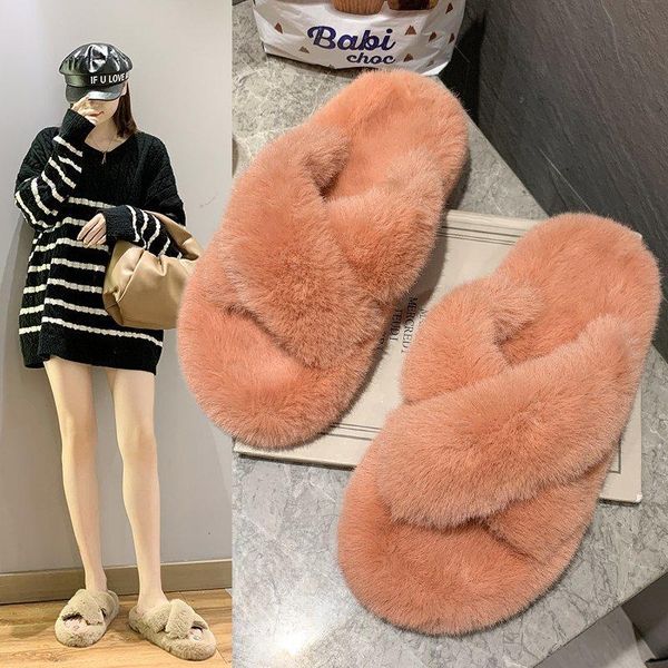 

candy-colored thickened women's autumn and winter wear net red thick-soled cotton slippers women, Black