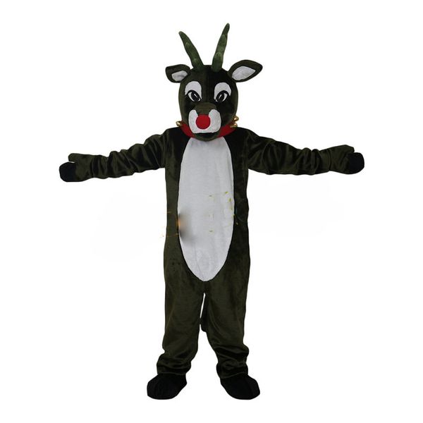 

mascot costumesdark green plush christmas deer fursuit head for mascot furry animal fancy party game clothes stage show, Red;yellow