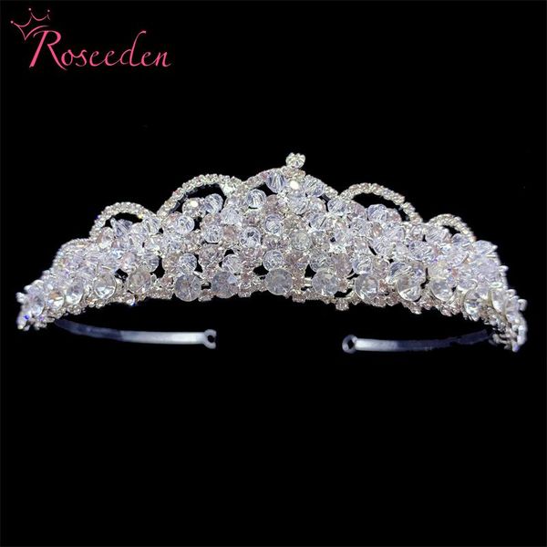

hair clips & barrettes wedding accessories luxury rhinestone bridal crown tiara handmade silver color crystal diadem for bride re4392, Golden;silver
