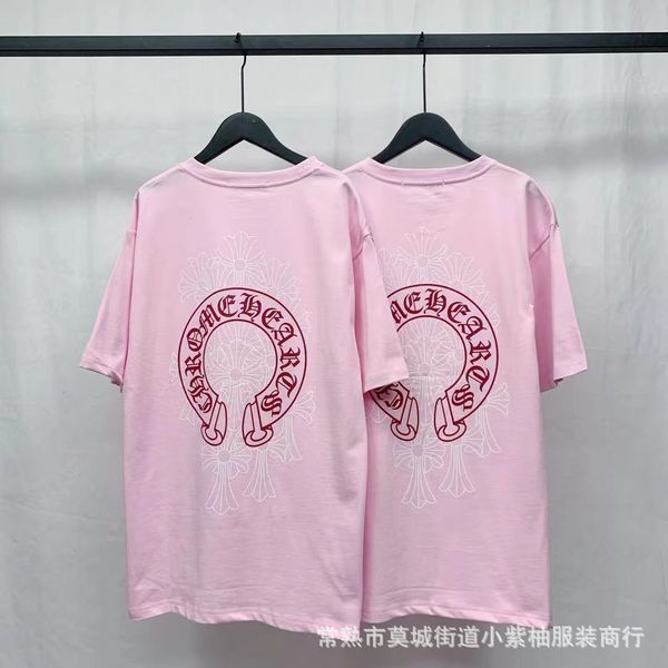 

fashion 21ss summer new crowe family heart pink phantom big print short sleeve t-shirt, White